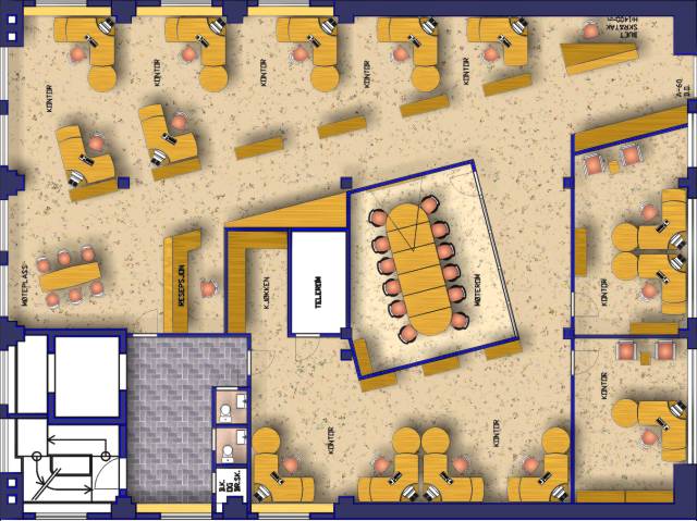 office design plan. A colored office plan drawing,